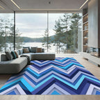 Blue Gradient Chevron Layered Accordion Rug