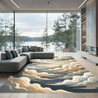 Ethereal Beige and Slate Cloudscape Rug