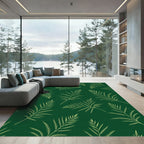 Emerald Green Palm Frond Silhouette Rug