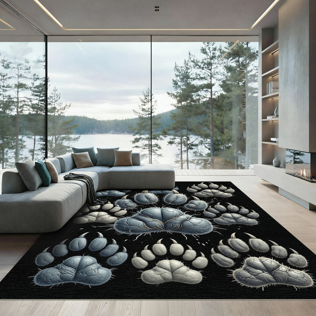Monochromatic Gray Claw Impression Arrangement Rug