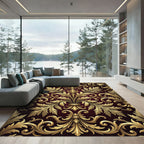 Gilded Gold Leaf Flourish Scroll Rug