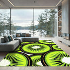 Lush Green Vibrant Kiwi Fruit Slice Rug
