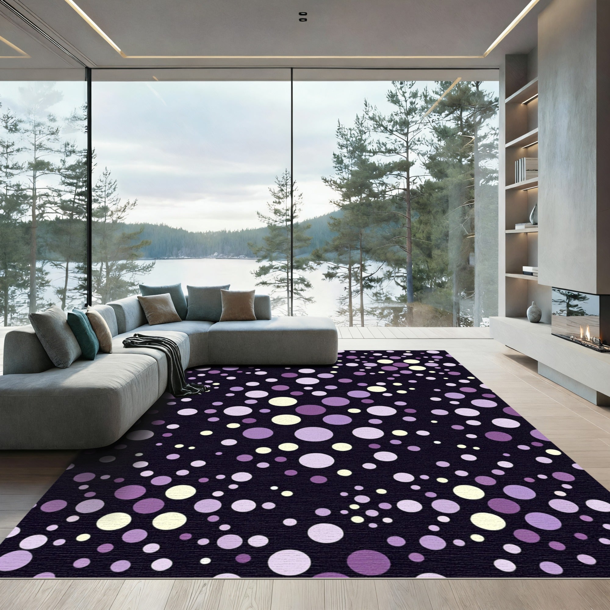 Purple Hues Scatter Dot Composition Rug