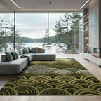 Earthy Tones Scalloped Wave Rug