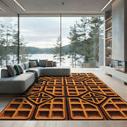 Geometric Waffle Grid Amber Ochre Rug