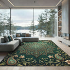 Emerald Paisley Ornamental Medallion Rug