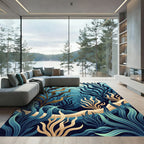 Ethereal Teal Ocean Kelp Reef Rug
