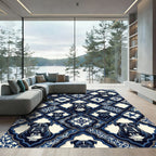 Nautical Navy Bulldog Tile Mosaic Rug