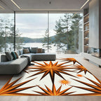 Golden Brown Starburst Medallion Rug