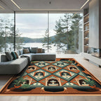 Terra Cotta Teal Diamond Fountain Mosaic Rug