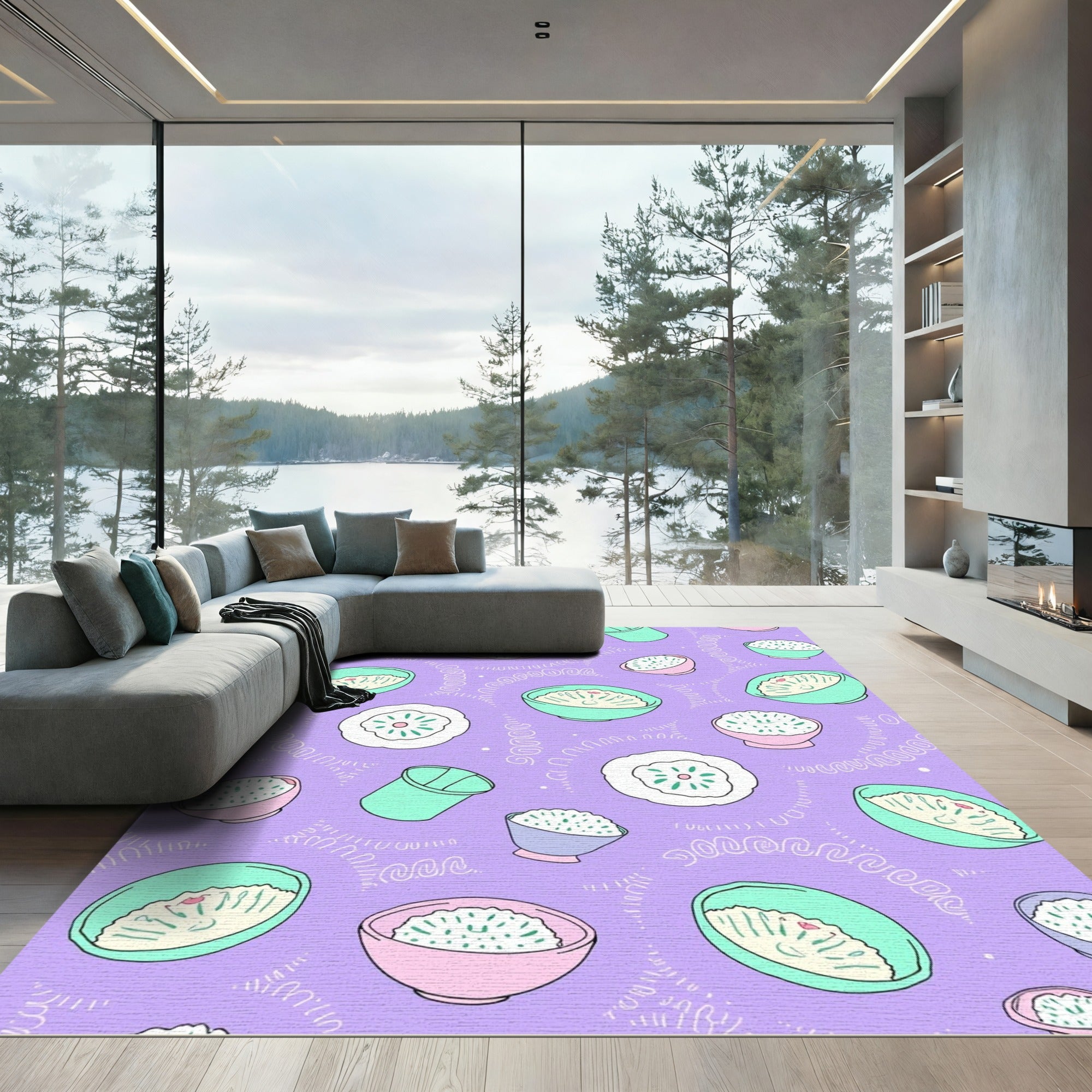 Pastel Rice Bowl Pattern Rug