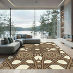 Brown Geometric Octagonal Medallion Star Rug