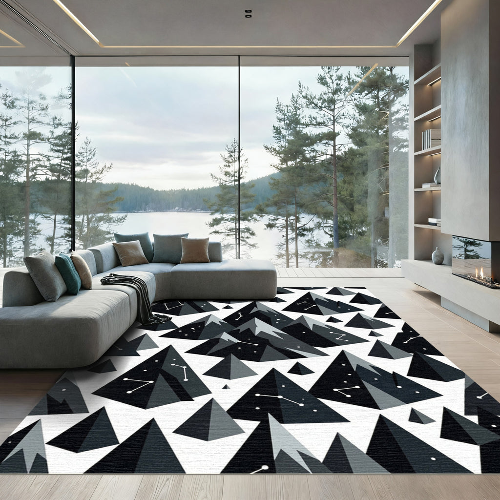 Montain Constellation Dark Gray Geometric Rug