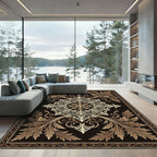 Elegant Bronze Acanthus Scroll Medallion Rug