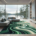 Emerald Green Swirl Abstract Rug
