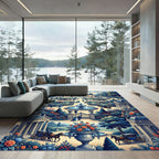 French Chateau Garden Carriage Scene Rug
