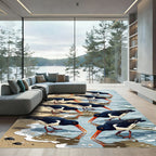 Coastal Oystercatcher Shoreline Art Illustration Rug