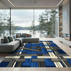 Interlocking Blue Gray Cream Texture Rug