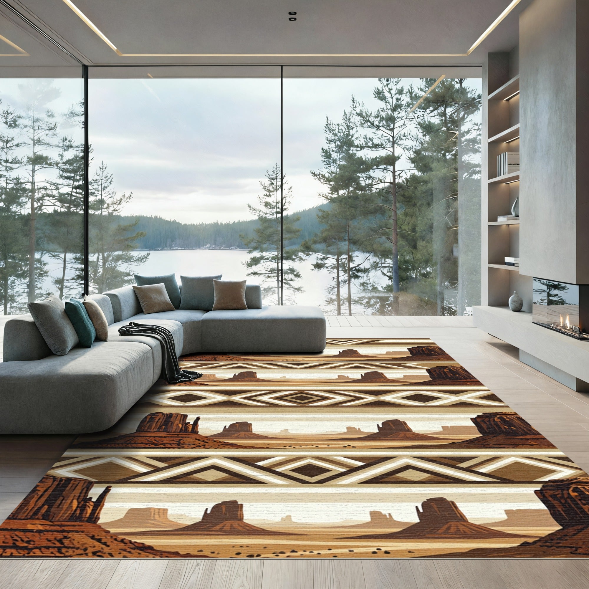 Southwest Desert Mesa Geometric Earth Rug
