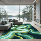 Aqua Green Wavy Flow Rug
