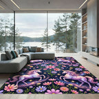 Whimsical Unicorn Floral Cosmos Galaxy Rug