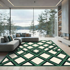 Emerald Interlocking Geometric Lattice Rug