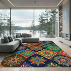 Vibrant Multi-color Geometric Patchwork Rug