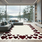 Deep Burgundy Romantic Heart Border Rug