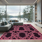 Dark Magenta Ornate Geometric Archwork Rug