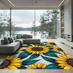 Vibrant Yellow Sunflower Botanical Garden Rug
