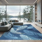 Ethereal Blue Floating Feather Arrangement Rug