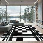 Bold Black White Abstract Checkerboard Rug
