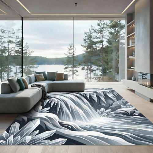 Arctic Crystal Cascade Waterfall Illustration Rug