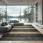 Dark Wood Grain Plank Rug