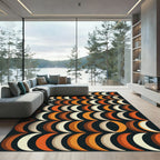 Retro Mid-Century Sunset Crescent Tile Rug