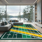 Modern Geometric Green and Yellow Field Rug