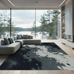 Monochrome Abstract Smudge Swirl Rug