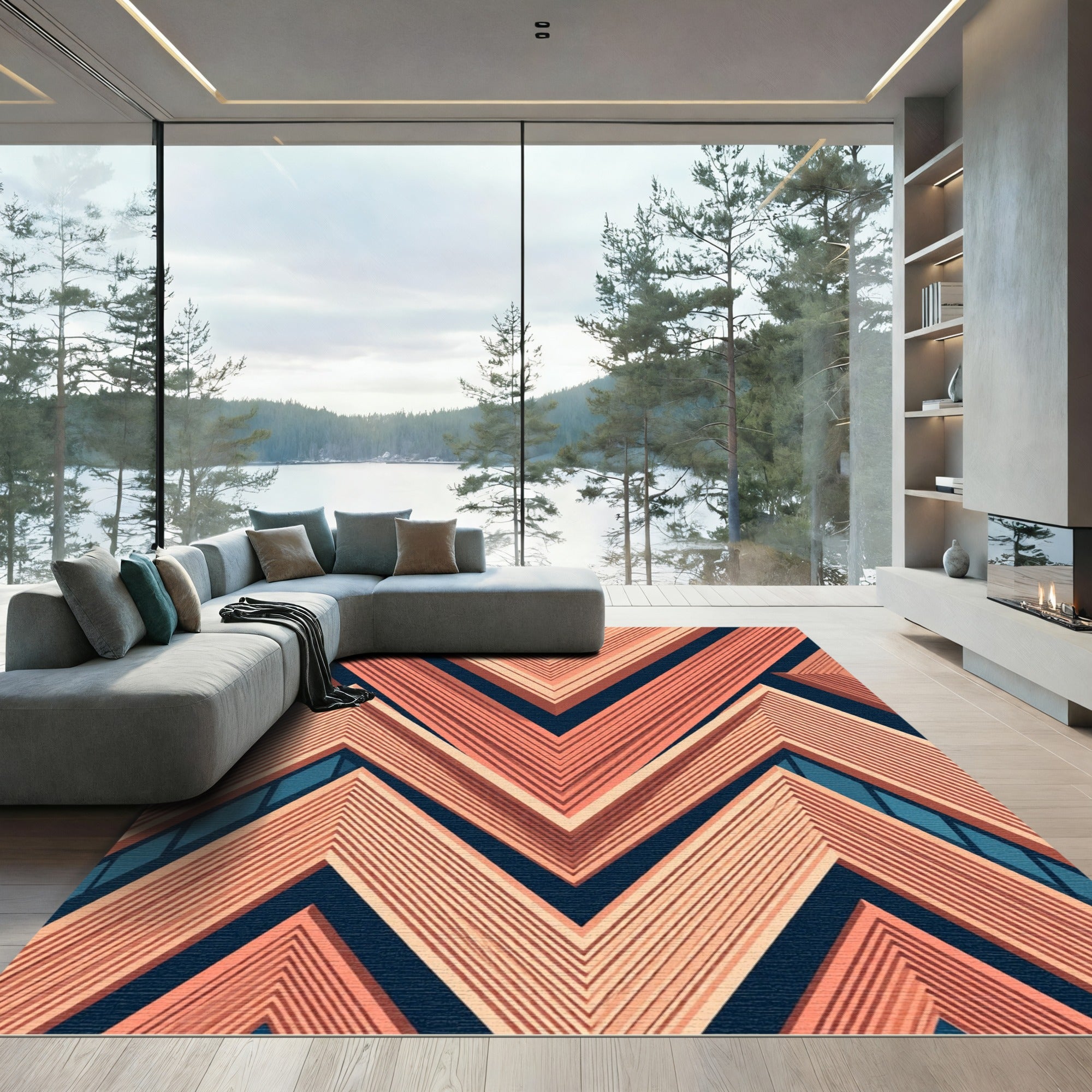 Coral Ridge Chevron Abstract Rug