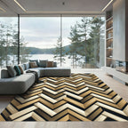 Modern Neutral Herringbone Chevron Rug