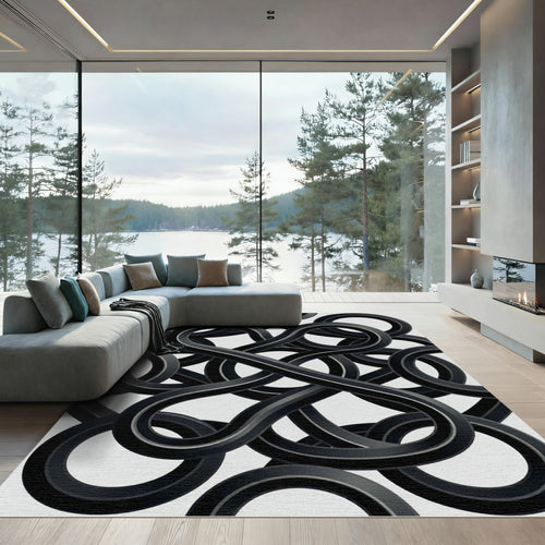 Black Intertwined Infinite Loop Rug