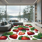 Vibrant Red Strawberry Garden Botanical Rug