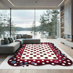 Whimsical Crimson Polka Dot Bubble Rug