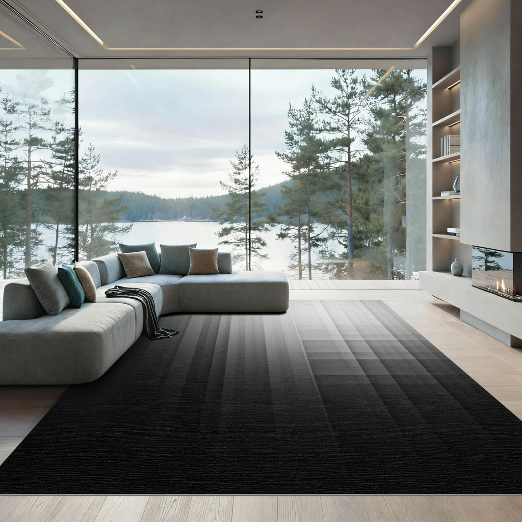 Minimalist Monochrome Linear Gradient Abstract Rug