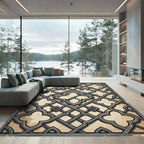 Gray Quatrefoil Lattice With Diamond Accents Rug