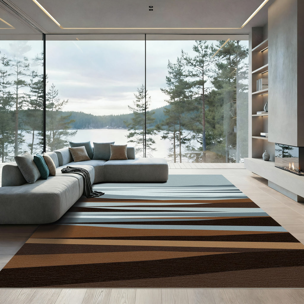 Minimalist Abstract Earth Tone Landscape Rug