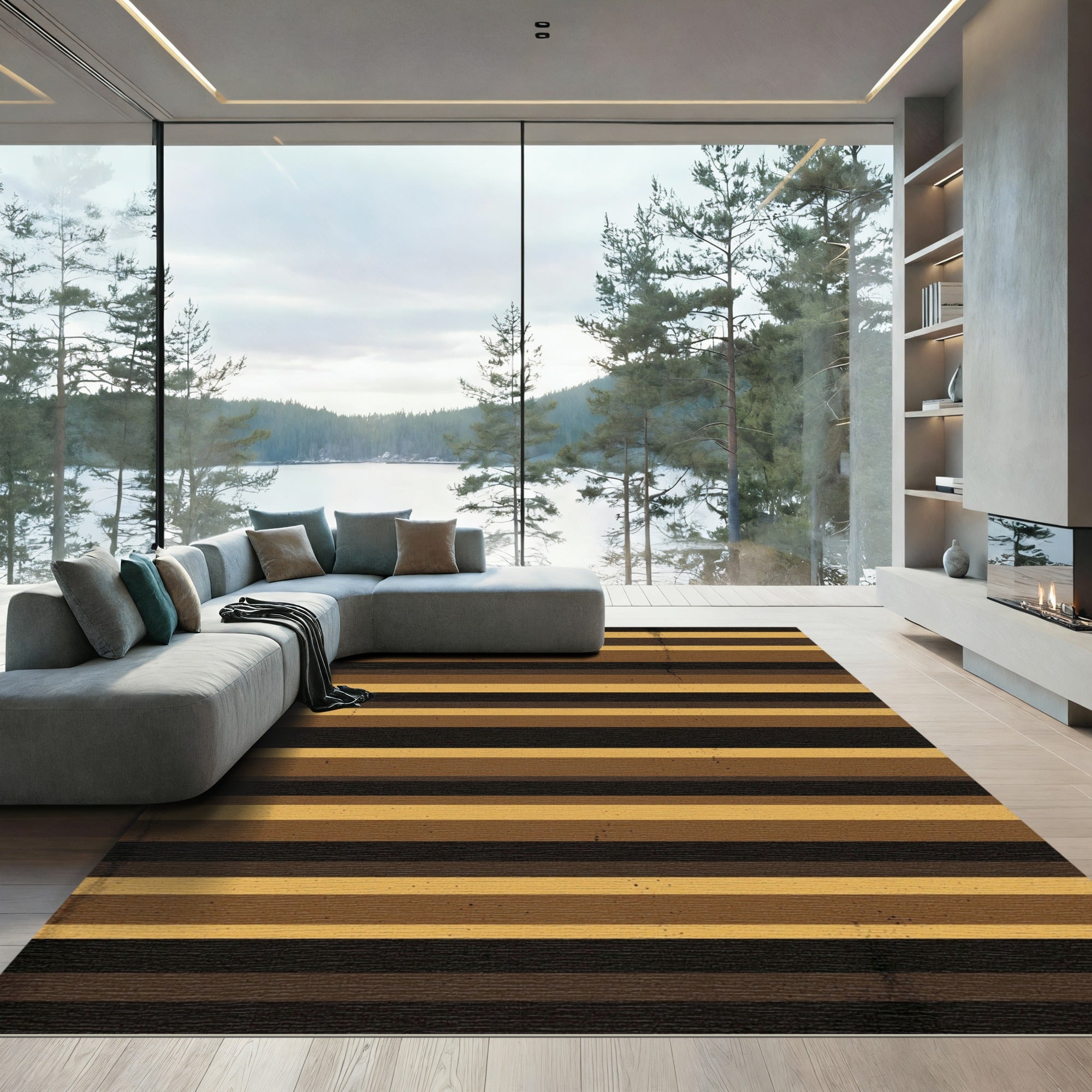 Earthy Toned Horizontal Stripe Rug