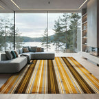 Distressed Amber Golden Ochre Vertical Stripes Rug