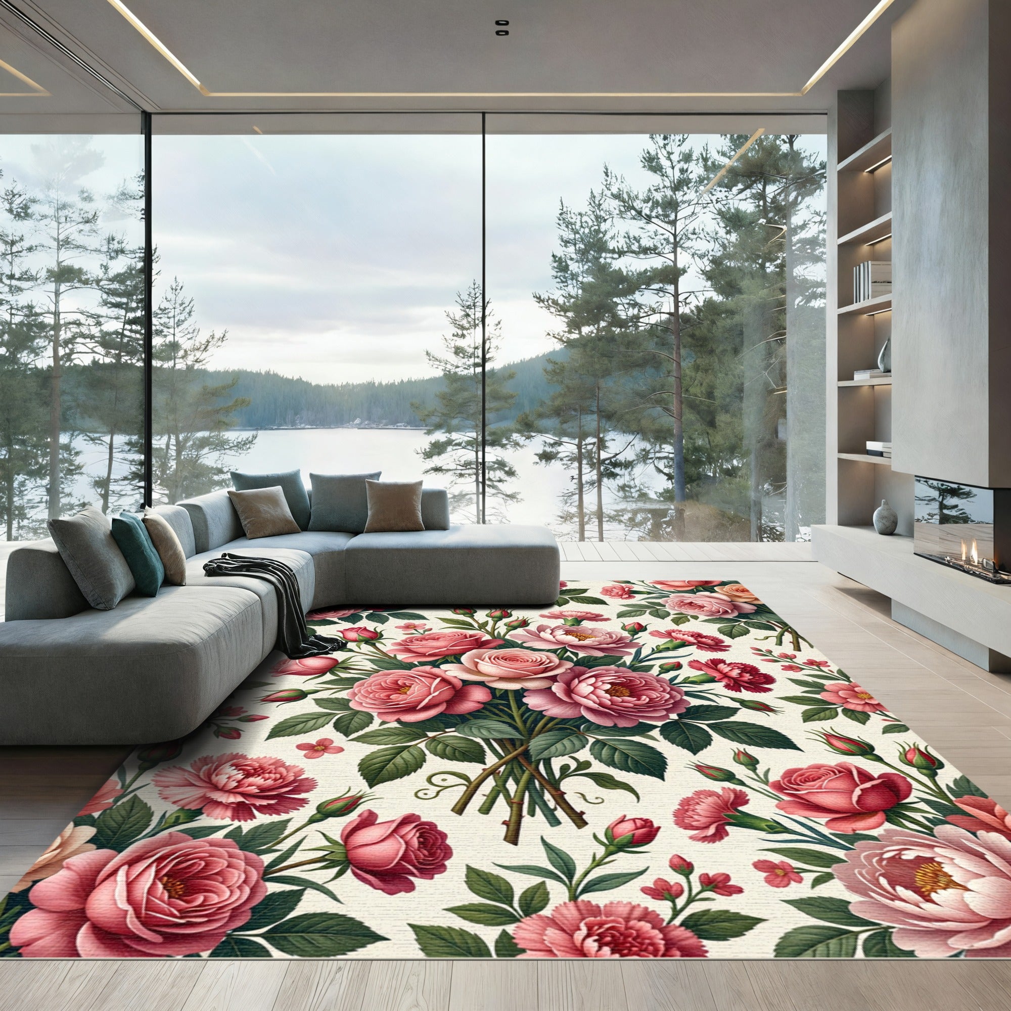 Vintage Rose and Carnation Bouquet Rug
