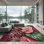 Pink Anthurium Tropical Foliage Rug