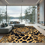 Bold Golden Leopard Spotted Animal Rug